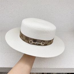 Kwaliteit modieuze platte top rietje voor vrouwen lente en zomerse reis kustbescherming zon hoed mode