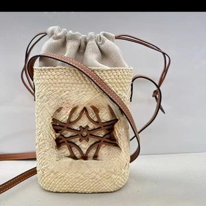 Kwaliteit Franse stijl strozak nieuwe handgemaakte dames geweven tas emmer tas schoudertas zomer
