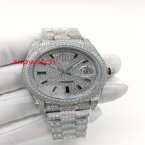 kwaliteit volledige diamanten horloges 904 zilveren roestvrijstalen horloge diamanten wijzerplaat met diamanten band automatisch herenpolshorloge 40mm256r