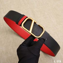Cinturones de cuero genuino de calidad para mujeres Hombres Amarillo Marrón Marrón Aleación Oro Rojo Hebilla Black V Belt Bindo de diseño 4.0 cm Color múltiple opcional de julio ACHIVO