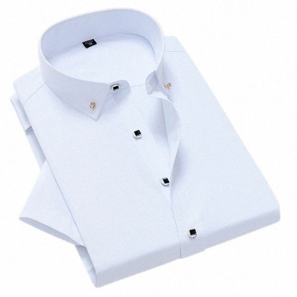 Bonne qualité Bon Diamd Butt flambant neuf chemise formelle hommes à manches courtes chemise couleur rabattu coupe cintrée décontracté Camisa Masculina 269u #