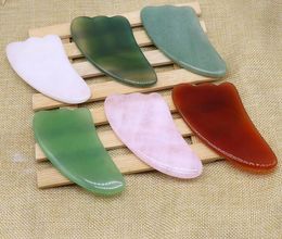 Kwaliteit Groene Wit Roze Rose Quartz Groene Agaat Dongling Jade Guasha Board Natuursteen Schraper Gua SHA Tools