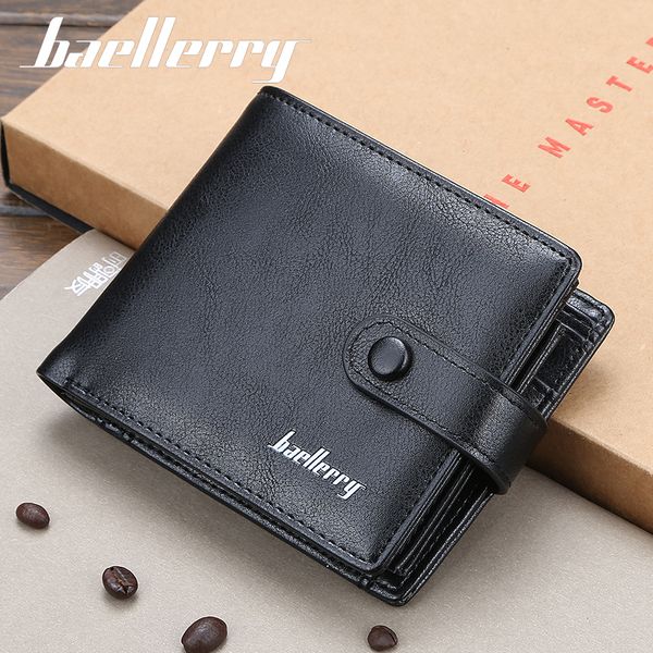 Monedero de calidad garantizada para hombre con bolsillo para monedas, nuevo monedero corto Vintage multitarjeta para hombre, monedero de cuero