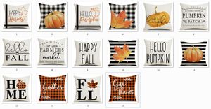 Kwaliteit Halloween Herfst Kussensloop 18x18Inch Buffalo Plaid Pumpkin Leaf Kussens Decoratieve Throwhouse Thanksgiving Herfst Kussenhoes voor Couch Fred DHL