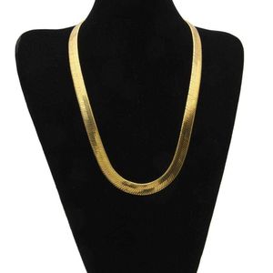 Kwaliteit hoog koper platte slangbotketens mannen vrouwen hiphop goud vergulde korte sleutelbeen mes ketting ketting sieraden2352