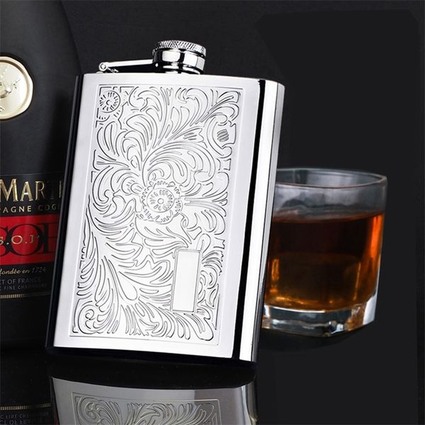 Falle de hanche de qualité 8oz en acier inoxydable portable 304 Whisky Flask Metal Wine Pocker Pocket Alcohol Bottle 220 ml Whisky Flask T200111