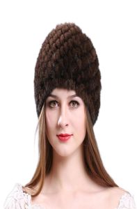 Kwaliteit geïmporteerd Mink Casual Beanie Hat Sleeve hoofddop Mink Ananas Patroon Gebreide hoed Y2010243275931