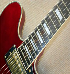 La qualité est le premier bon style 335 rocker de guitare électrique à trous Twin F Hollow avec cinq QTP Deep Wine Red1902093