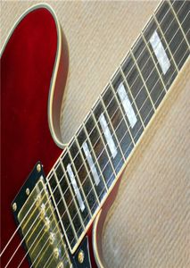La qualité est le premier bon style 335 creux double f trou guitare électrique rocker avec cinq QTP vin profond red4507116