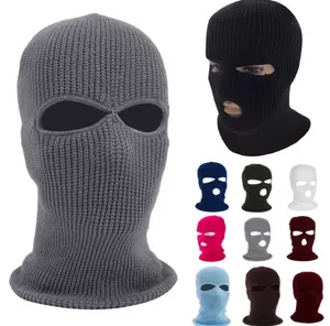 Quality Knit 3 Hole Face Mask Máscara de esquí Pasamontañas Hat Face Beanie Cap Snow Winter Motocicleta Casco Hat Diseñador Máscaras