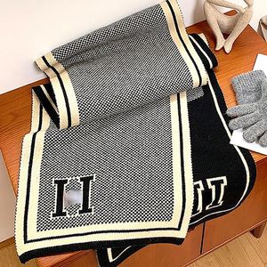 Bufanda coreana de calidad, bufandas de punto de urdimbre de invierno Jacquard gris a rayas rectangulares cálidas, venta al por mayor de fábrica