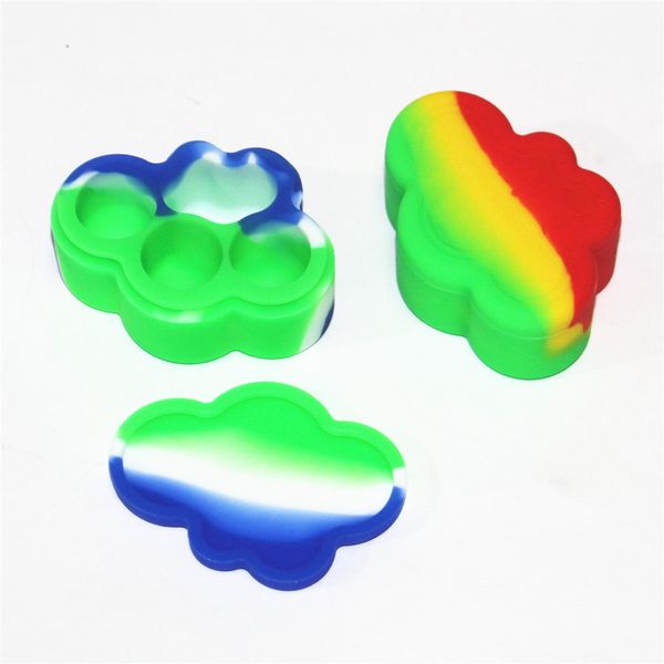 Qualité Grand bacs 4 Cavité Cloud Forme en silicone JAR BOX DAB 22ML Huile Récipient de cire de stockage