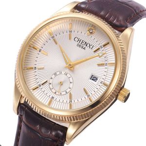 Qualité en cuir hommes d'affaires Date mains calendrier analogique montres à Quartz hommes montre décontractée à la mode montre-bracelet Relogio