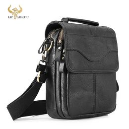 Kwaliteit Lederen mannelijk ontwerp Schouder Messenger Tas Cowhide Mode Cross-Body Bag 8 "Tablet Tote Mochila Satchel 144-B 231221