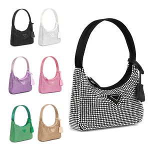 10a Sacs de créateurs Sac à main Inlaid Strass Hobo Triangle Sacs Femmes Diamant Brillant Cross Body Sac à sequins de luxe Pradahandbag Pochette d'embrayage Totes Sac à bandoulière pour hommes