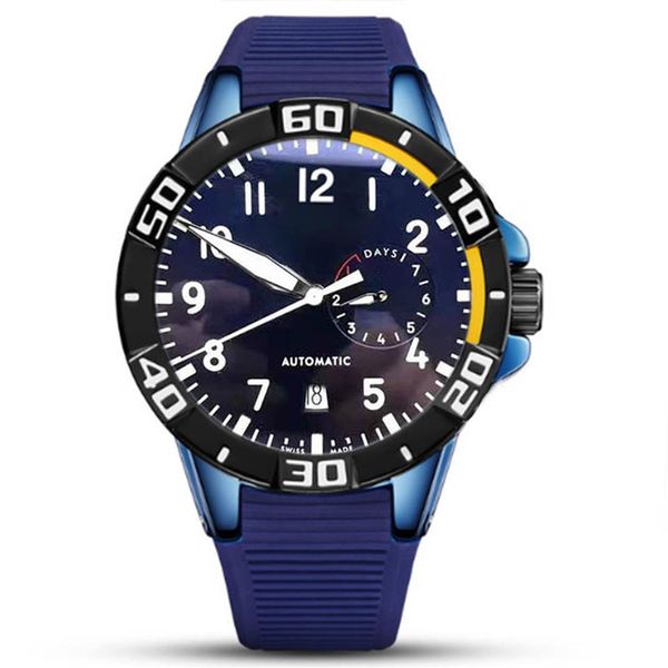 Montre-bracelet de luxe de qualité Big Pilot Midnight Blue Dial Automatic Mens Watch 46MM Montres-bracelets mécaniques orologio di lusso Designe338p
