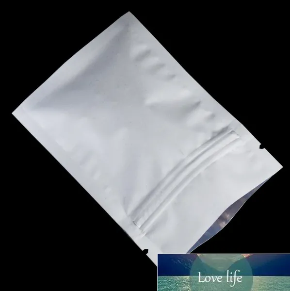Qualité mat blanc refermable feuille d'aluminium fermeture éclair paquet pochette sac de stockage des aliments thé collations à long terme 200 pcs/lot