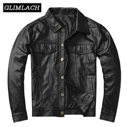 Qualité Hommes Cowhide Véritable Manteau En Cuir Plus Taille Veste De Moto Vêtements Slim Noir Cowskin Véritable Vestes En Cuir LJ201030