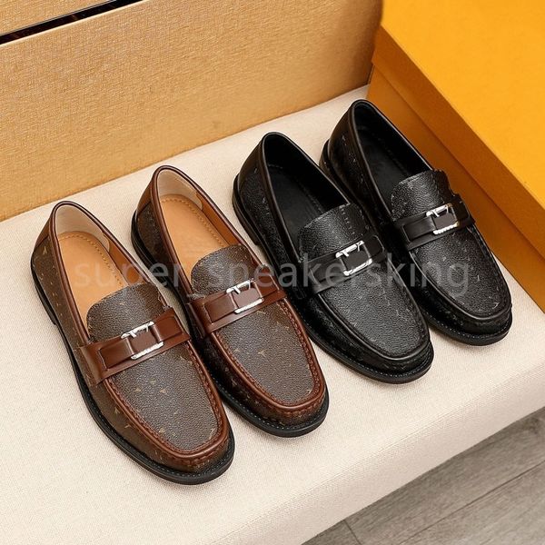 Qualité hommes chaussures habillées marque mocassins en cuir véritable mode affaires bureau travail fête mariages chaussures plates avec boîte 38-46