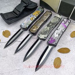 Calidad Micro Doble Acción Cuchillo táctico automático Aleación de zinc Talla 3D Mango de tótem Caza al aire libre EDC Combate Cuchillos militares 3300 15535 9400 15600 3400