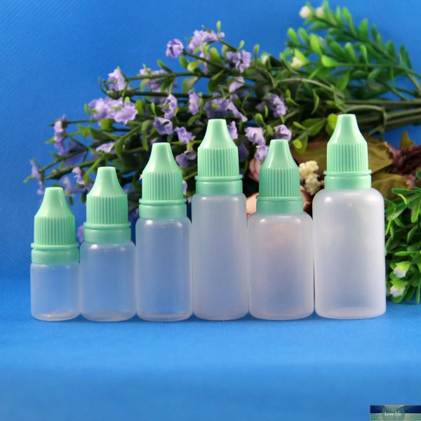 Flacons compte-gouttes en plastique de taille mixte de qualité 5 ml 10 ml 15 ml 30 ml 50 pièces chaque LDPE PE avec bouchons inviolables Liquides inviolables EYE DROPS E-CIG OIL