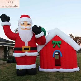 Kwaliteit Nieuw ontwerp Outdoor Decoratie opblaasbaar kersthuis Blow Up Santa Claus Te Led Light Santas Grotto