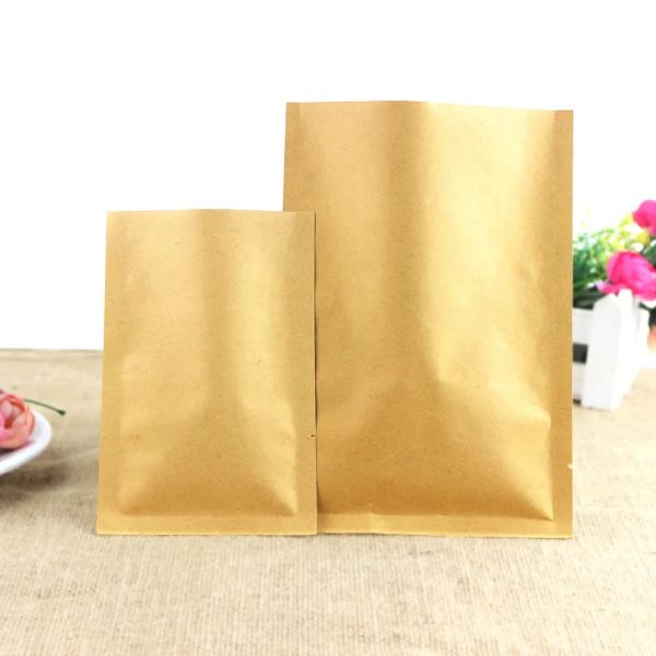 Bolsas de papel marrón kraft con cierre al vacío superior de calidad, bolsas de embalaje con válvula de sellado térmico, bolsas de embalaje para almacenamiento de alimentos