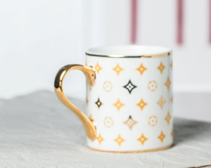 Tasse à poignée dorée de luxe personnalisée, tasse en céramique, cadeau de bureau, tasse à café, tasses de mariage