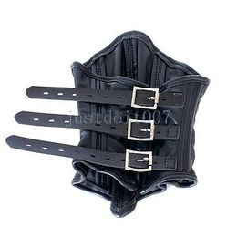 Bondage -kwaliteit PU lederen kap masker nek kraag beperkingen hoofd harnas corset rollenspel #r98