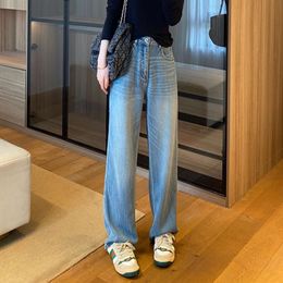 Kwaliteitsaanbeveling voor high-end han linnen jeans hoge taille rechte been broek dames wijd been broek lente en zomer nieuwe stijlen