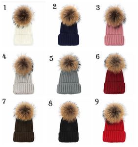 Qualité amovible véritable vison fourrure de renard Pom Poms balle acrylique bonnets hiver chaud plaine chapeaux adultes Slouchy hommes femmes neige chapeau chaud 2323790