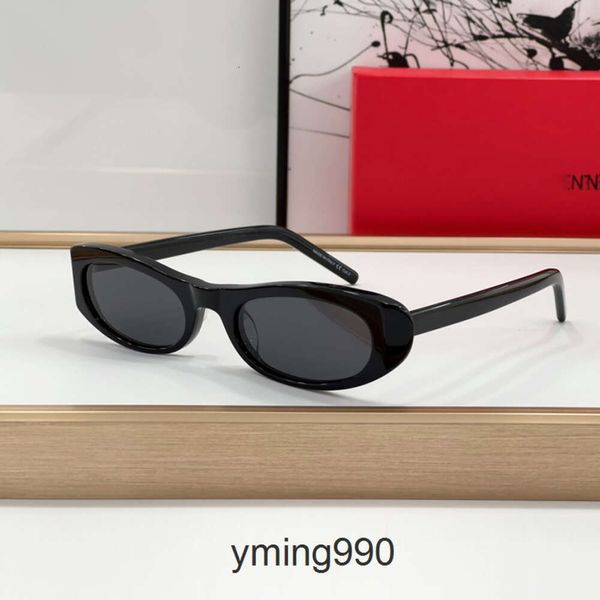 Calidad SAINT LAURENTS YSL gafas de sol de diseño pequeñas mujeres sl gafas de ojo de gato estrechas monturas de acetato Euro americano tendencia estrella estilo negro Gafas de sol de montura alta MUOE