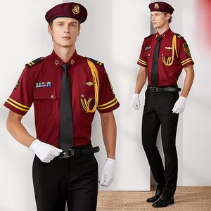 Uniforme de sécurité de qualité, costumes printemps-automne chemise + pantalon + accessoires chemise à col carré Europe USA vêtements de protocole de propriété d'hôtel