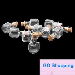 Mini petites bouteilles en verre en forme de qualité avec bouchon en liège transparent Tiny Vials Jars Containers Message Weddings Wish Jewelry Favors 10pcs