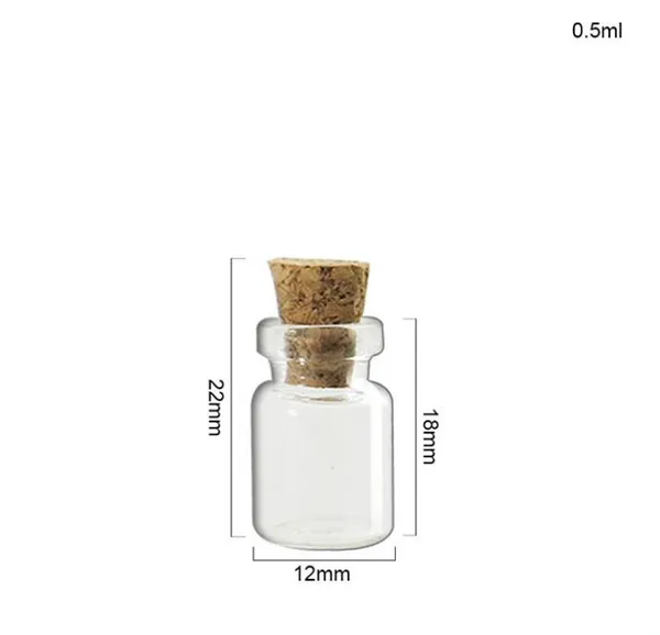 Frascos pequeños de calidad Cute Mini Wishing Cork Stopper Botellas de vidrio Viales Contenedores 0.5ml 1ml 1.5ml 2ml hasta 5ml 100 pcs