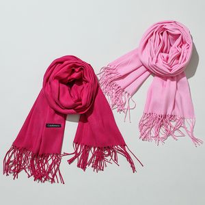 Kwaliteit Solid Color Scarf Dames Jaarlijkse bijeenkomst Cashmere-achtige geschenk sjaal SCARF Herfst en winter Nieuwe geheel matching Tassel Warme sjaal