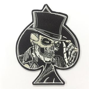 Qualité Spades Top Hat Crâne Brodé Fer Sur Patch Moto Biker Club MC Veste Avant Gilet Patch Broderie Détaillée S299G