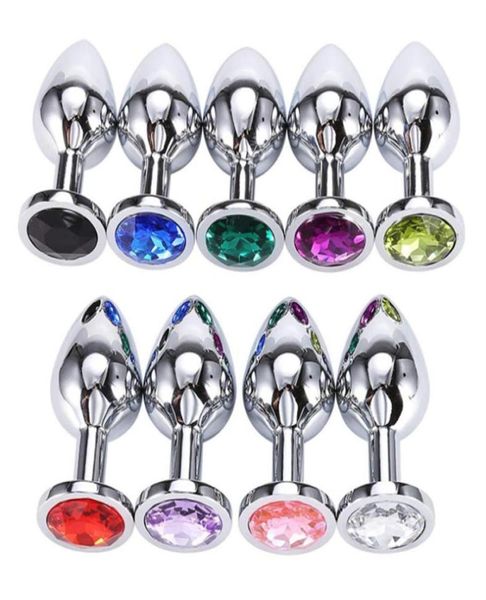 Calidad Acero inoxidable Aleación de aluminio Butt Plug Gema Metal Perno anal Plata Sólido Masturbación masculina y femenina Coqueteo Sexo Produc8243176