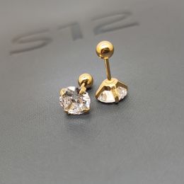 Kwaliteit roestvrijstalen studs ornament 3a zirkon enkele diamant eenvoudige sierlijke oorbotstud fabriek groothandel