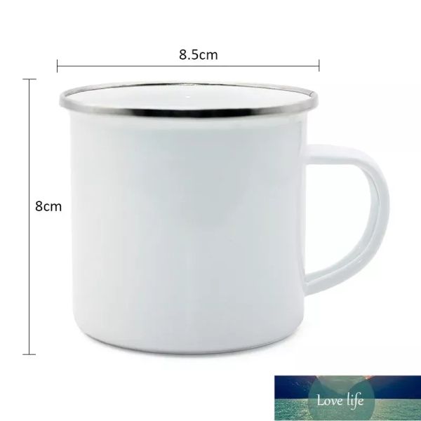 Taza de café de esmalte de sublimación de calidad Taza de camping de 12 oz Taza de café en blanco de metal Vasos de acero esmaltados Envío marítimo