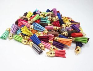 Gland en daim de qualité pour porte-clés, sangles, bijoux, breloques, pompon en cuir, 40mm, bijoux à bricoler soi-même, résultats de fabrication de bracelets, 100 pièces, Epacket gratuit