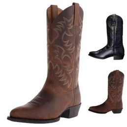 Talle de manches rétro brodées de qualité Men039 et femmes 039 Bottes de cow-boy de cowboy western 3848 Men85790248189829