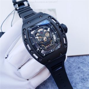 Top de haute qualité Richarx Millx Mens Watch Fashion Skull Silicone Brotte Sapphire Miroir Designer Mouvement Mécanicien MECHANICAL