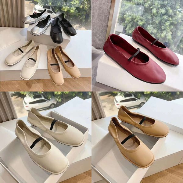 Chaussures de robe de designer de qualité de qualité Fashion Femmes Ballet Flats Talons Logles de cuir décontracté Chaussures Classic Square Toe Soft and Confortt Walking Shoe Quality Original Quality