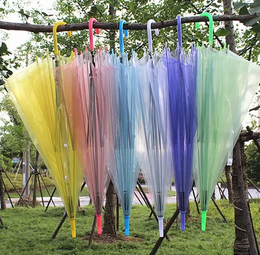 Parapluie Transparent de qualité en PVC transparent à Long manche parapluies de couleur bonbon pour 8 os housse de pluie soleil HH7-protecteur