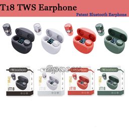 Kwaliteit TWS T18 Wireless BT V5.1 Headsets Autometer Paren Touch Regeling Oortelefoons Stereo Sound Digitale display Ear banken met oplaaddoos