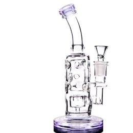 Quality Unique Purple Recycle Glass Smoking water Bong Pipe hookah Dab Rigs Percolater 14mm Joint