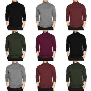 Kwaliteit Warm Truien Mannen Pullover Turtleneck Slanke Sweater Solid Basic Dunne Gebreide Tshirts Mannelijke Doek Mens Groen Grijs Zwart Rood Y0907