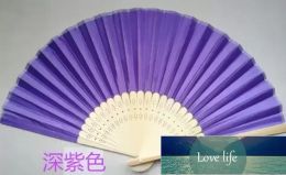 Qualité faveurs de mariage cadeaux élégant solide couleur bonbon soie bambou ventilateur tissu mariage main pliant ventilateurs + DHL livraison gratuite