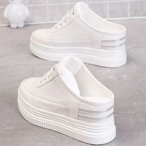 Kwaliteit Wedges Slipper Half 8 cm Hoge schoenen Femme Woman Sneakers dikke platform Casual verhoging Zapatillas Mujer Flats 240428 468